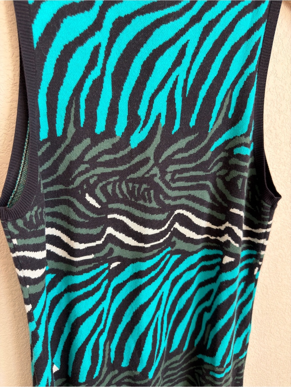 Banana Republic Issa London Collection Zebra Viscose Knit Tank Dress XL Teal - Picture 13 of 14